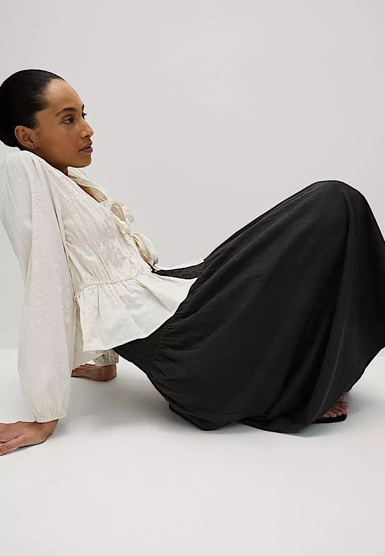 Linen Rich Maxi A-Line Skirt