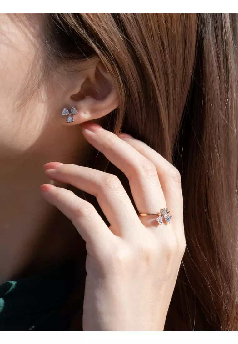 18K White & Rose Gold Stud Earring for Women 93031E (Sold Single Not Pair)