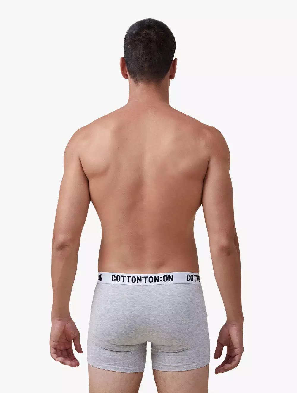 Cotton On -  Pakaian Pria  - Mens Organic Cotton Trunks - Light Grey Marle/White/Black