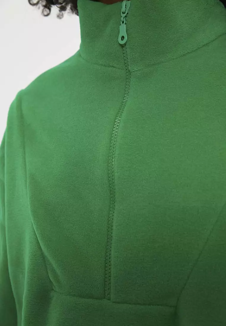 Zipper Detail Fleece Knitted Sweatshirt