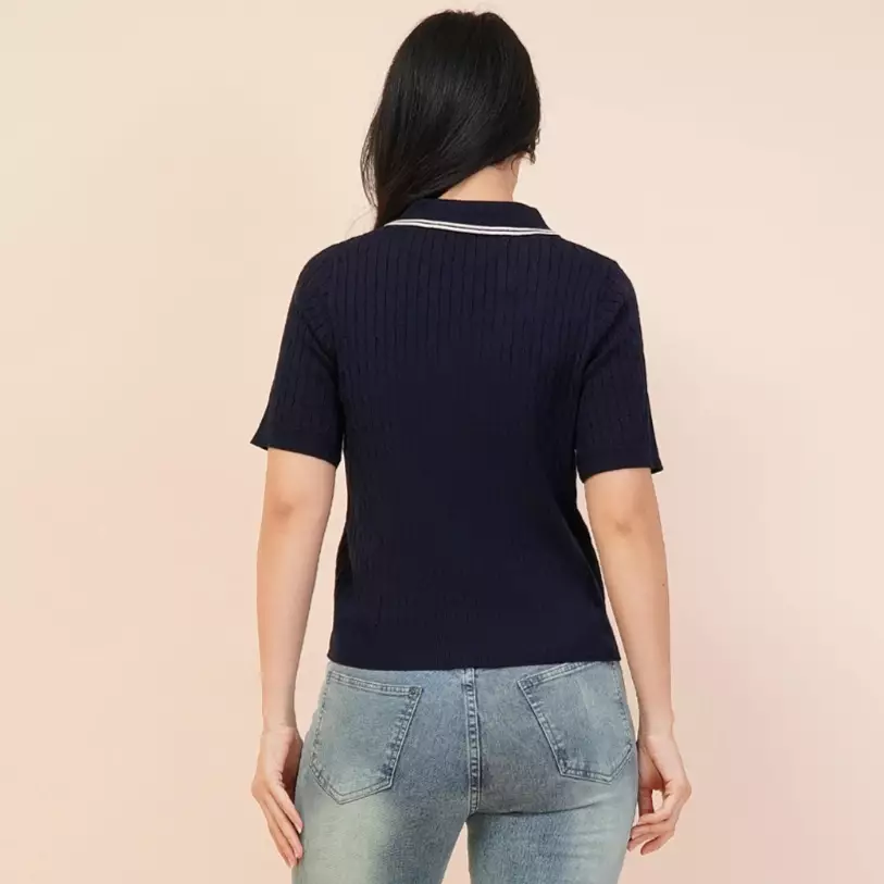 Carmen Polo Shirt Knit in Navy