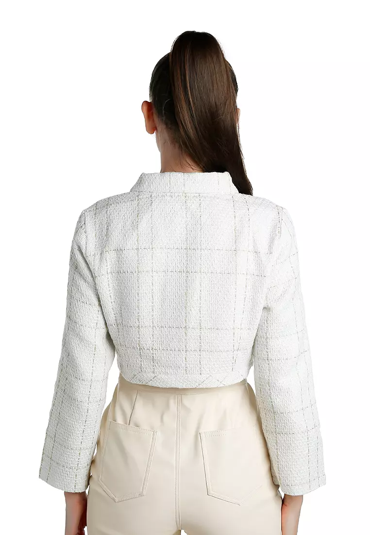 Woven Button-Down Flap Pocket Jacket in Off White