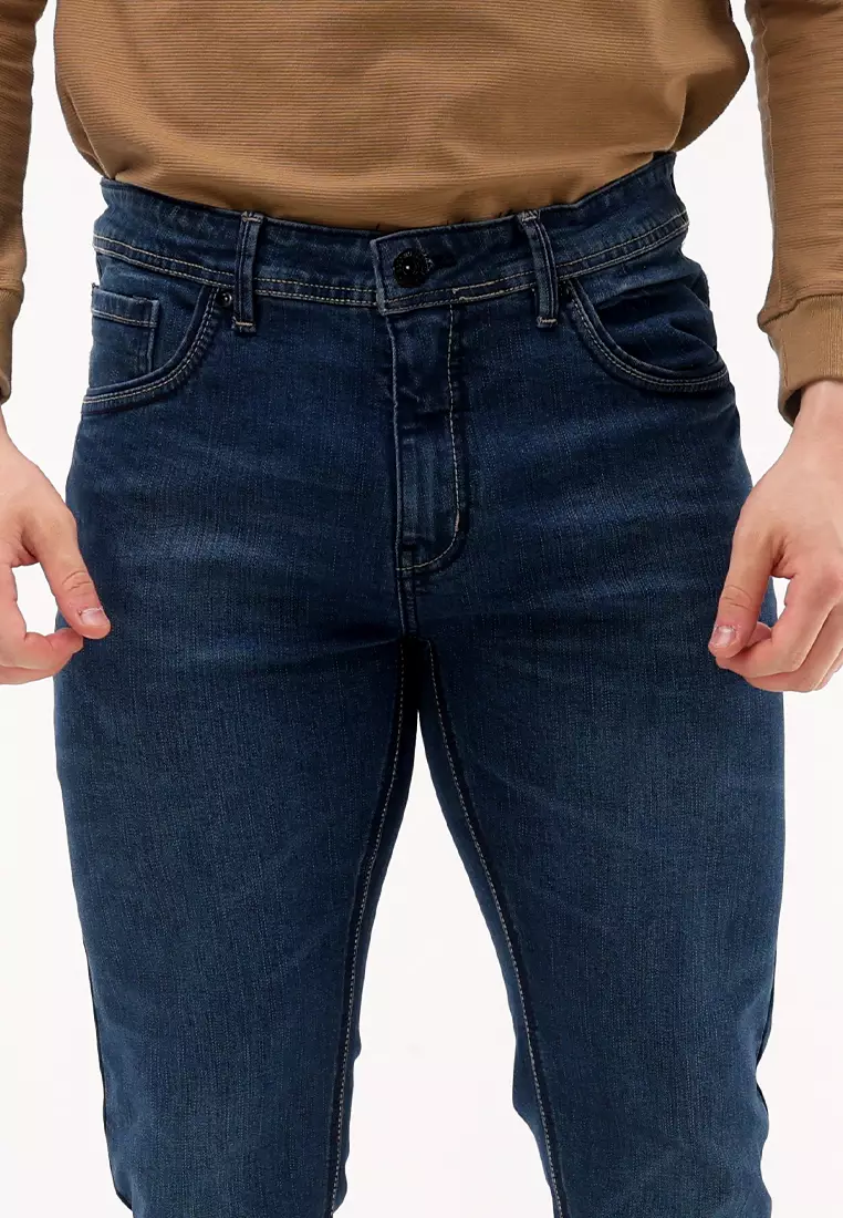 Denim Long Tapered Stretch Jeans