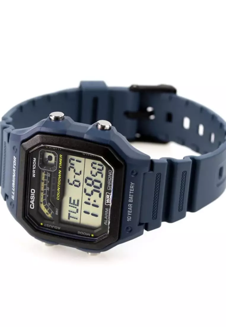 Men's Digital Sport Watch with Blue Resin Band WS-1600H-2AV