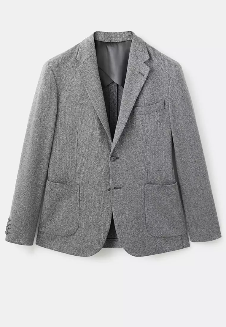 Slim-Fit Herringbone Tailored Jacket