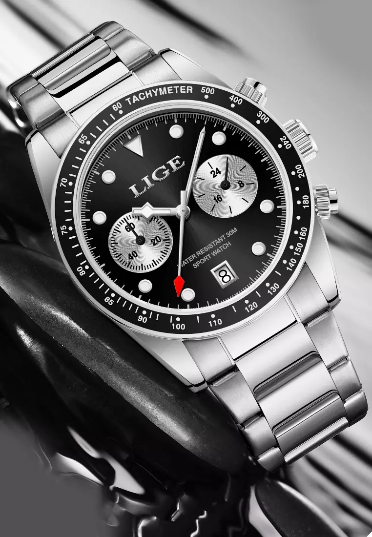 Chronograph Unisex Stainless Steel Quartz Watch, 40mm, Stainless Steel Bracelet