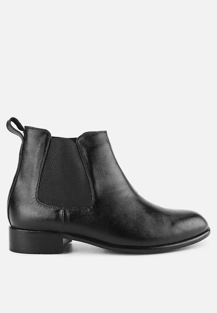 Julius Sepatu Boots Pria Guinine Leather Double side Elastic - Black