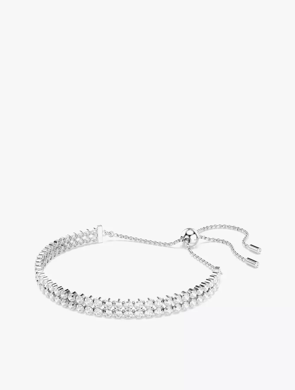 Matrix Tennis bracelet, Round cut, White, Rhodium plated - M - WHITE