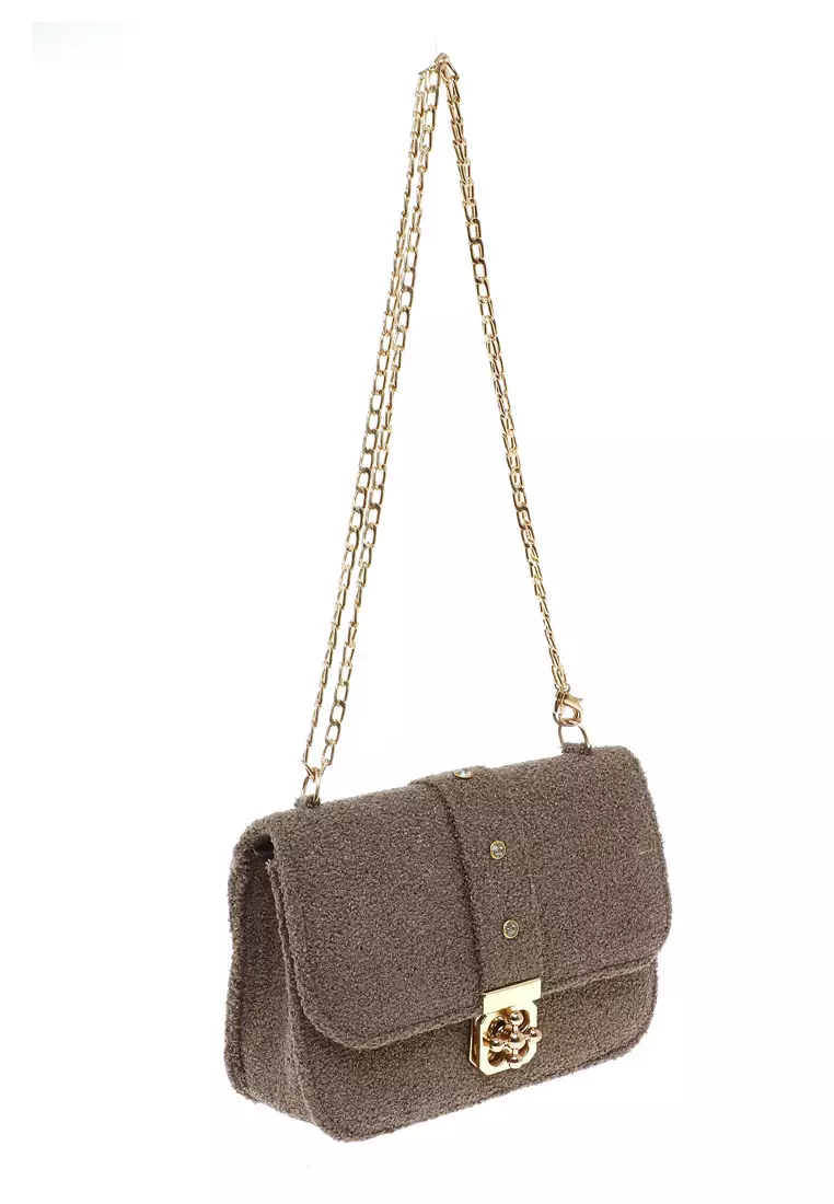 Anxar Slingbags Wanita Tali Rantai Design Casual Premium Quality - Darkgrey