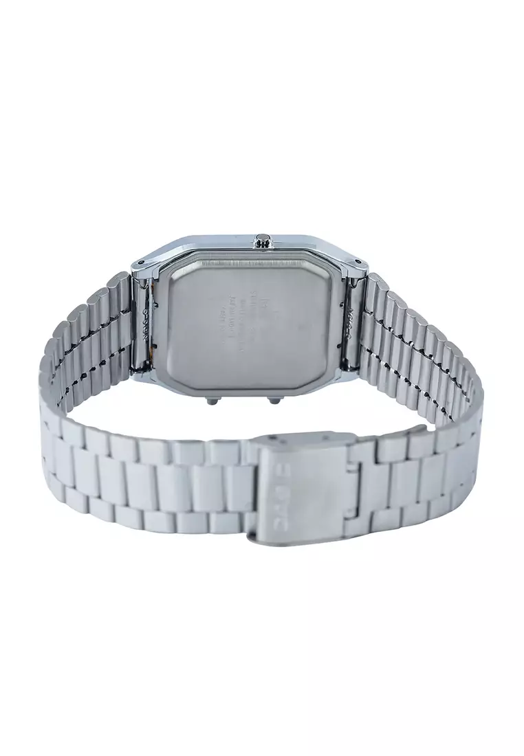 Vintage Women's Analog-Digital Watch AQ-230A-2A1MQY Silver Stainless Steel Strap
