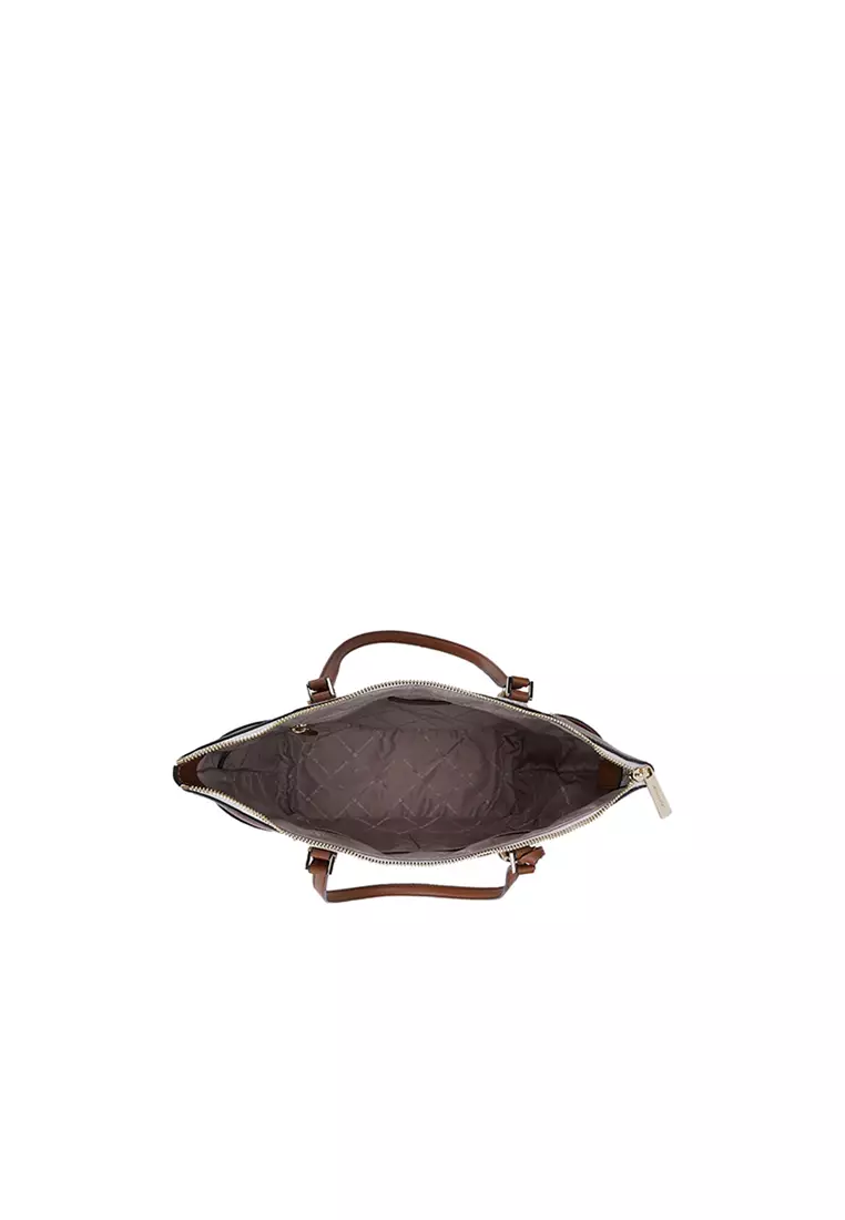 Charlotte Large Logo and Leather Top-Zip Tote Bag In Vanilla 35T0GCFT3B