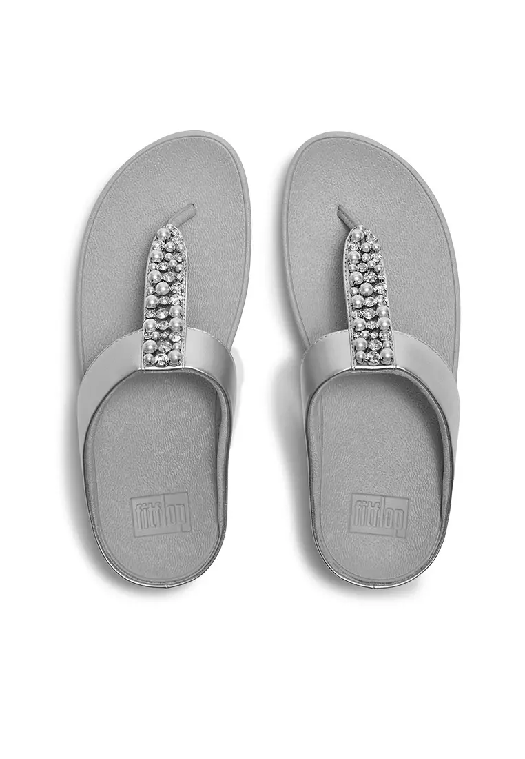 Fino Pearls-And-Crystal Toe-Post Sandals