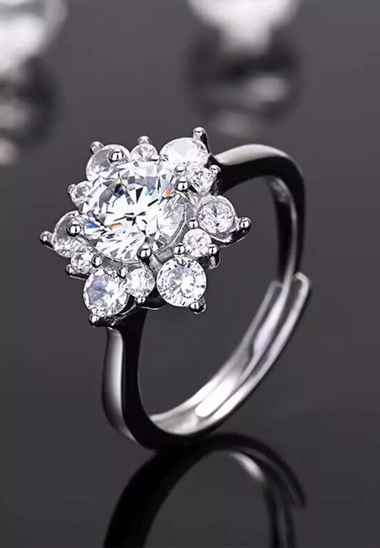 YOUNIQ YOUNIQ ENCHANTED CZ Diamond ROM Engagement Wedding Adjustable ...