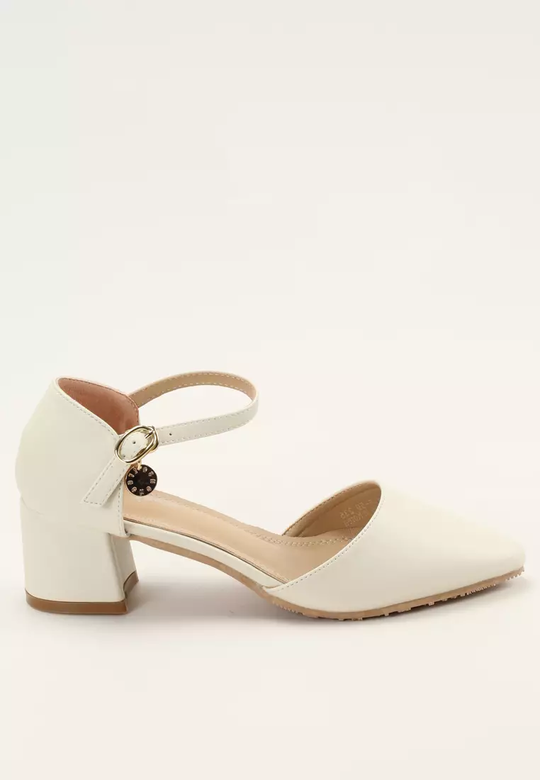 White shoes cheap ankle strap