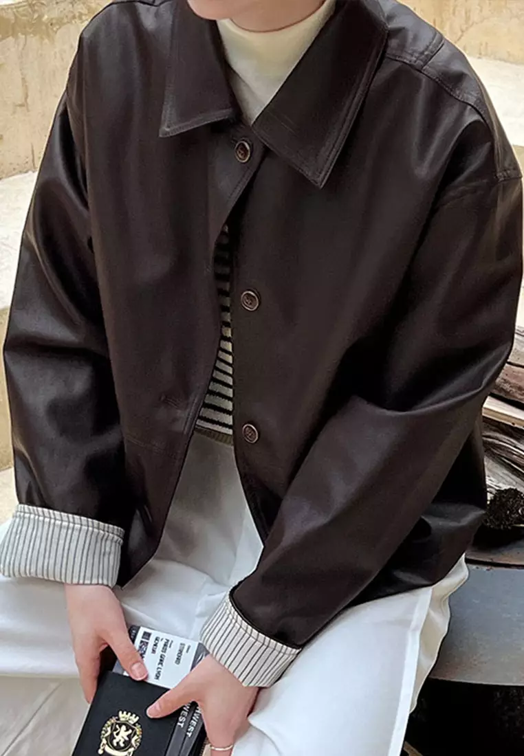 女式復古仿皮皮褸 YX9687