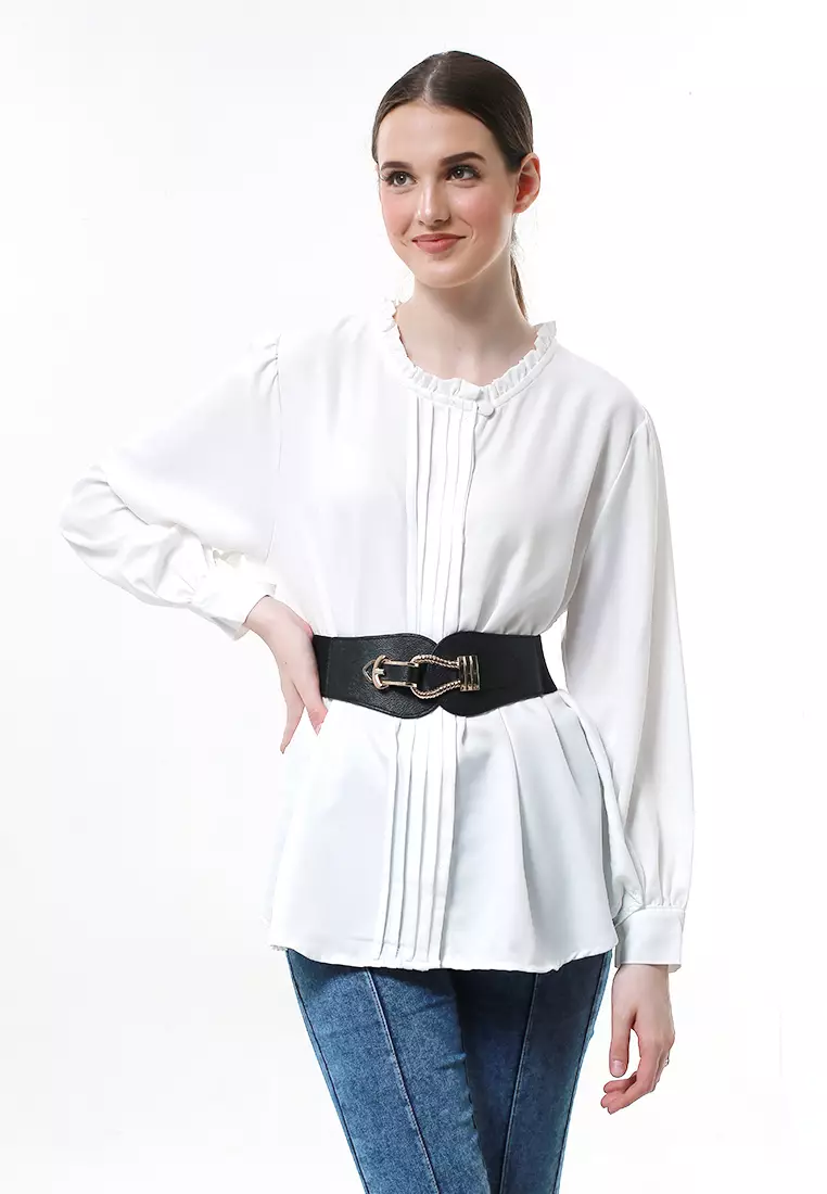 Imani Ikat Pinggang Fashion Wanita Wide Waist Belt Material Leather ORIGINAL - Gold