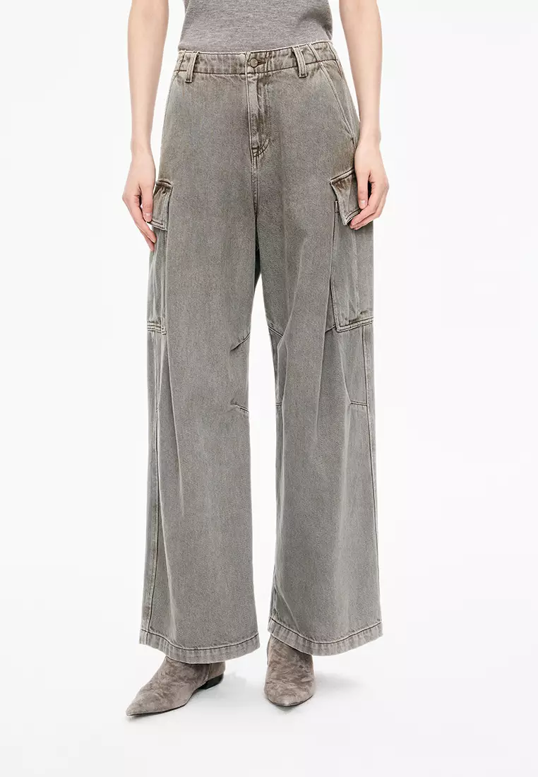 Workwear Rolled Hem Denim Extra Long Pants