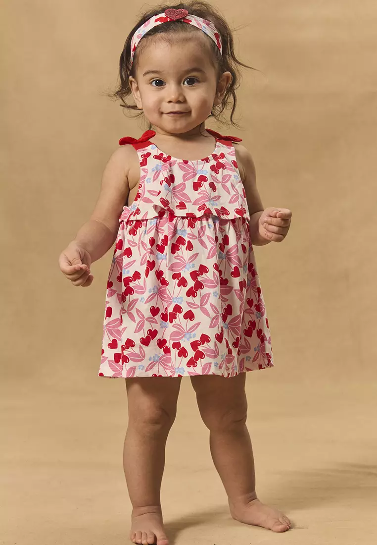 Cherry and heart print bodysuit dress