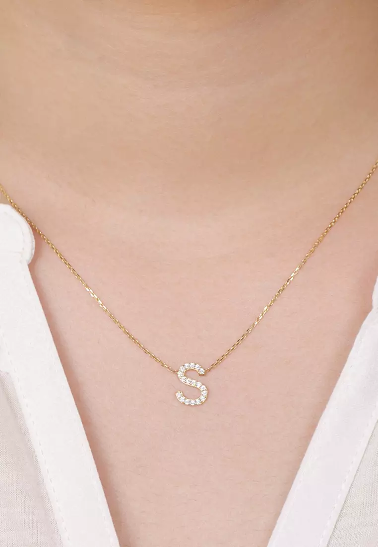  Letter Necklace 14k Gold - S