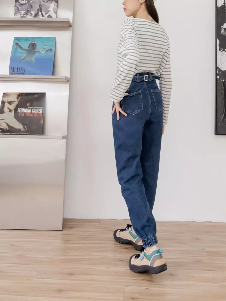 OB嚴選 純棉前後腰頭造型牛仔束口褲《BA7335》