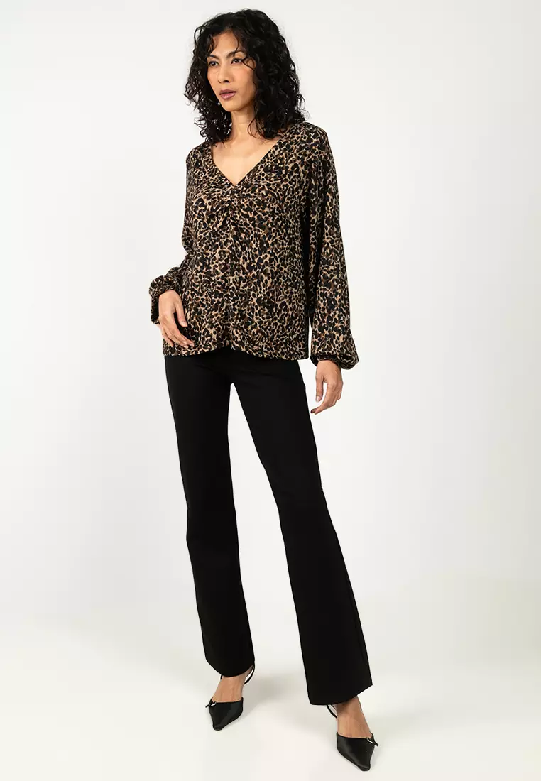 Long Sleeve V-Neck Jersey Top