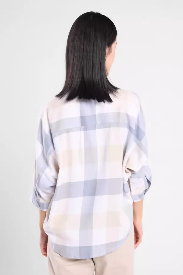 MINIMAL - Lora - Blouse Wanita Motif Kotak - White Colour White