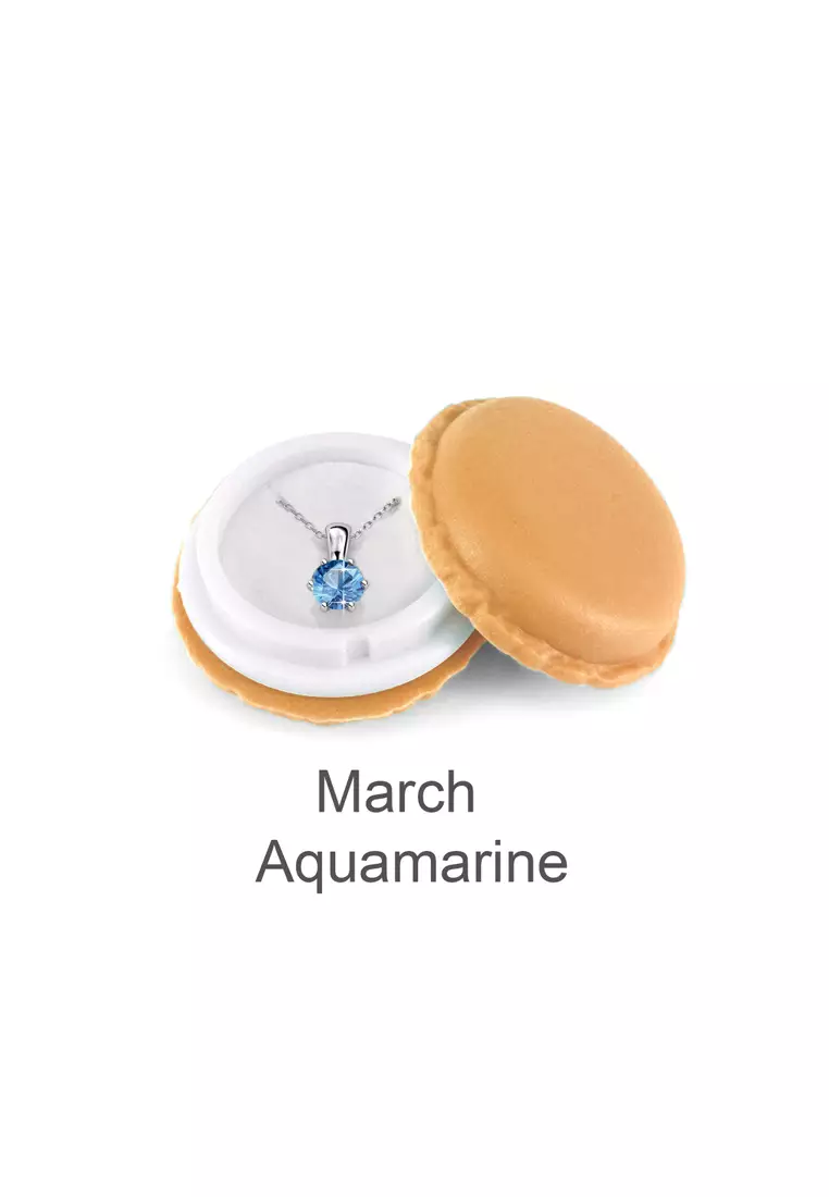 Birth Stone Pendant March Aquamarine - Kalung Crystal Swarovski by Her Jewellery