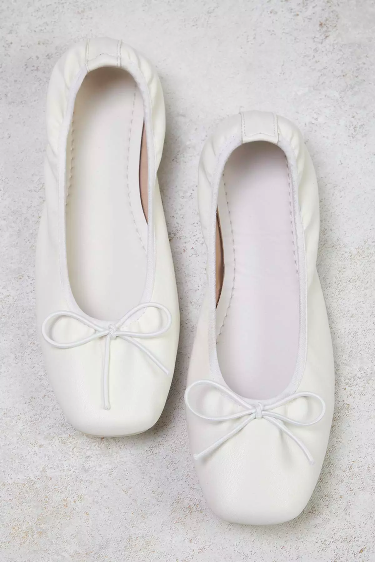 White*001 Bow Foldable Flexible Sole Women's Ballerina Flats Takss25Be00016