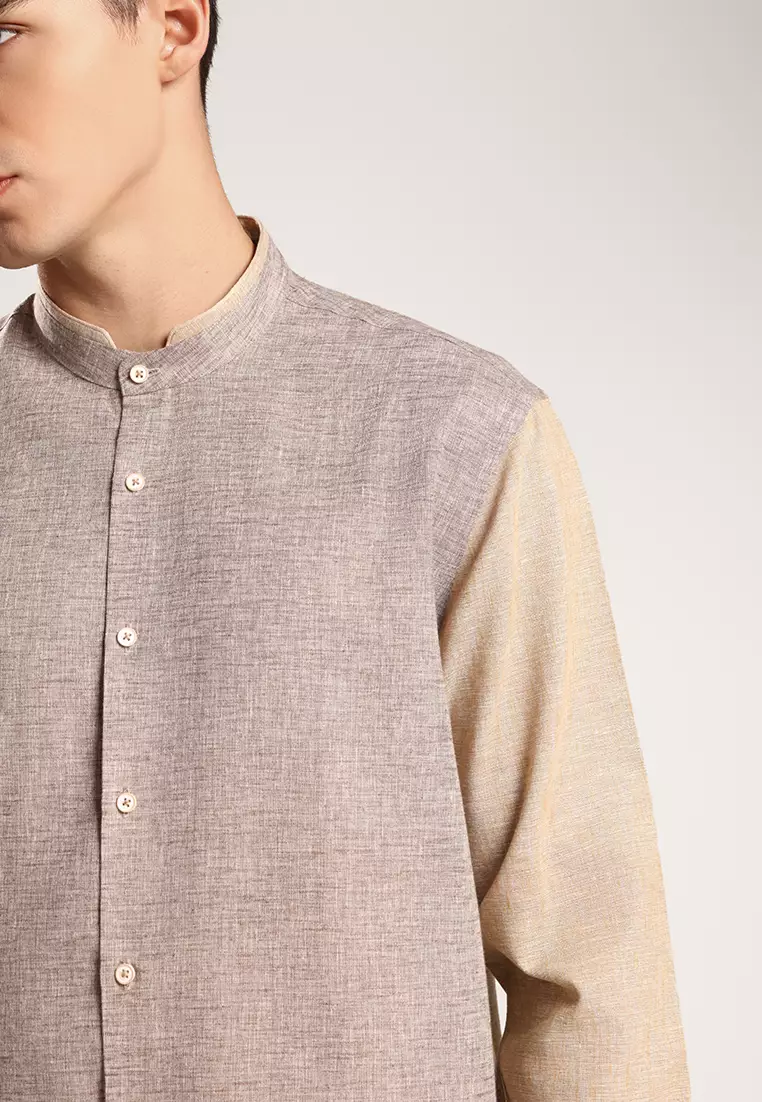 MOC Kemeja Koko Lengan Panjang Pria Anbiya - Brown