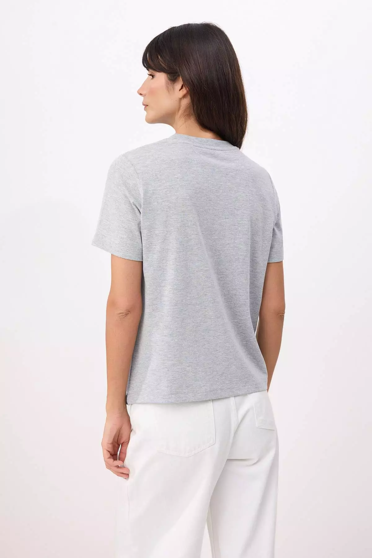 Gray Melange Slogan Regular/Normal Fit Short Sleeve Knitted T-Shirt Pack Of Cotton Twoss26Ts161