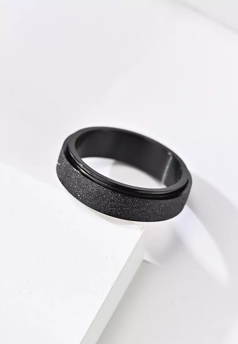 6mm Rotatable Matte Texture Titanium Steel Ring JW QF-JZ116