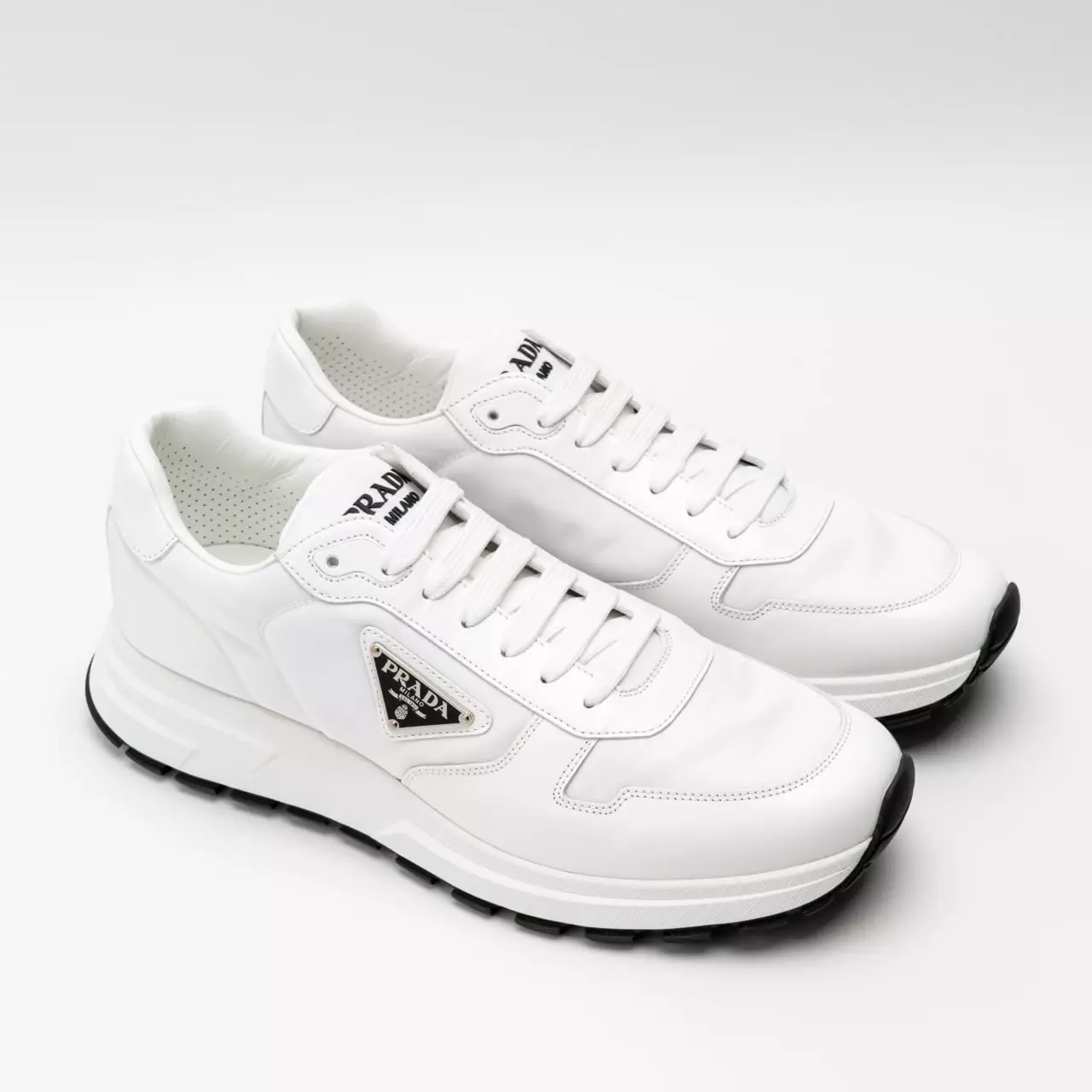 PRA LOGO OUTLET BASIC SNEAKERS WHITE CALFSKIN