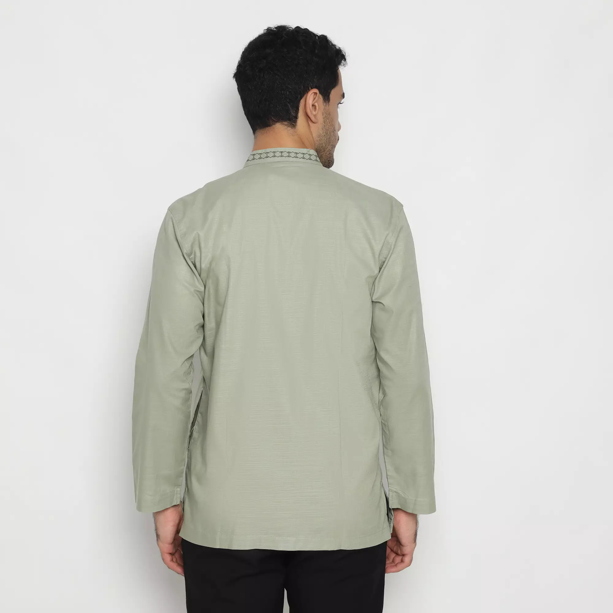 Platini Kemeja Pria Koko Shanghai Lengan Panjang Katun Sage Green 06104