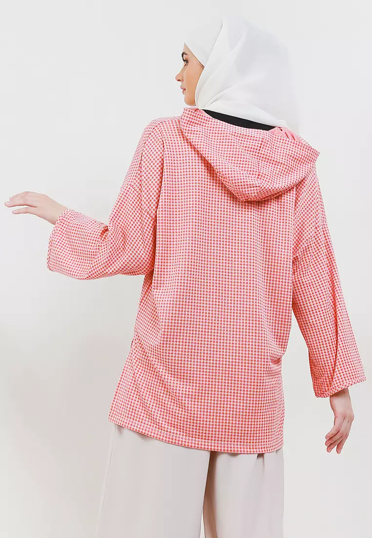 MFMW Mulligan Atasan Blouse Pink Motif Kotak