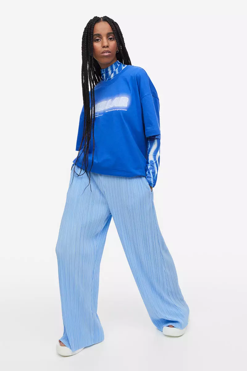 H&m wide 2025 jersey trousers