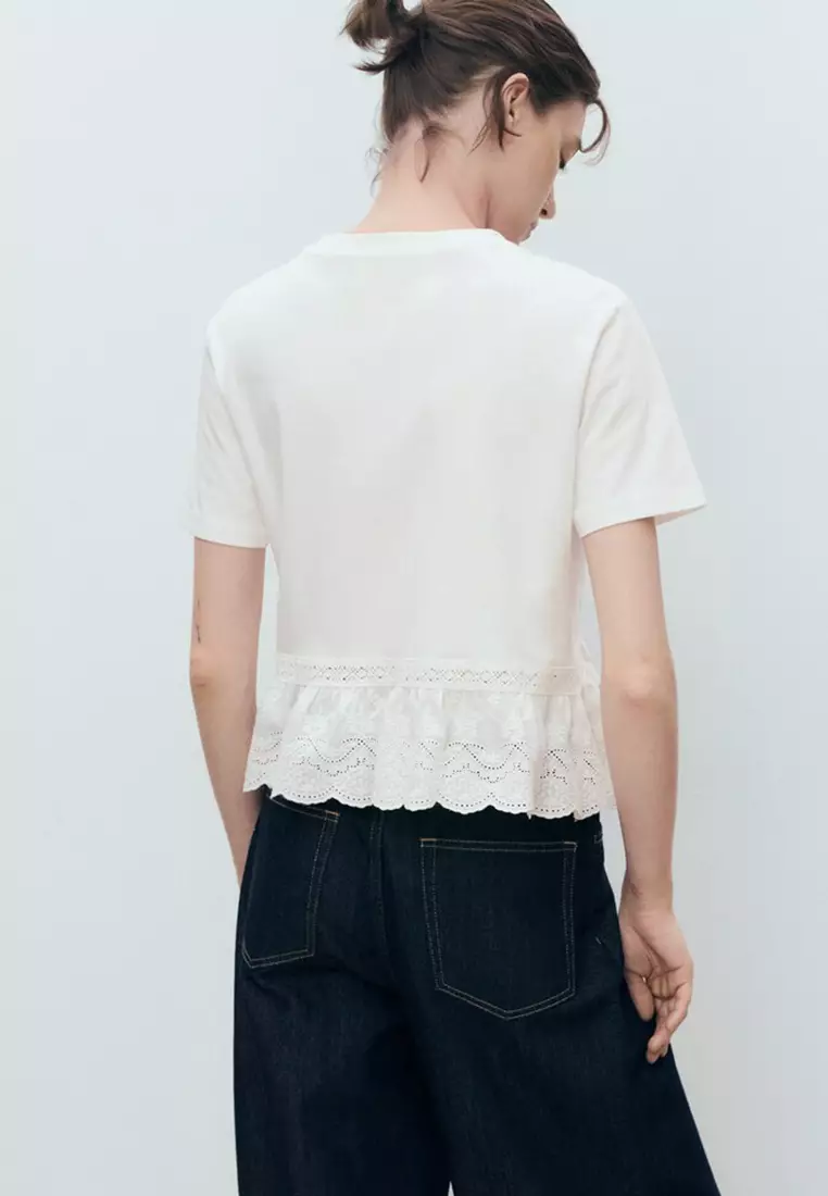 Embroidered Ruffle Top