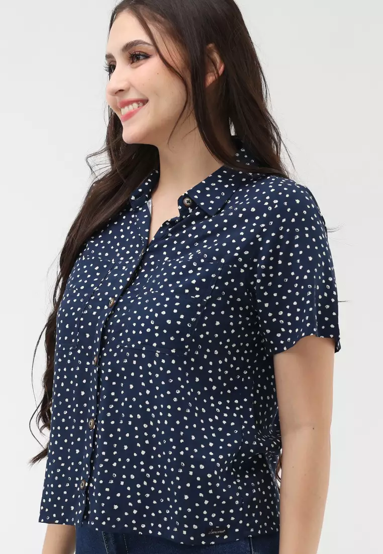 Woven Printed Rayon Short Sleeves Blouse
