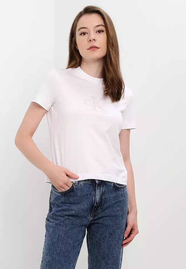 calvin klein t shirt white womens