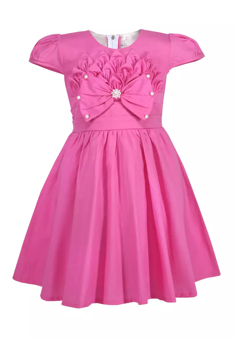 Two Mix Dress Anak Cantik Bahan Katun Usia 1-12 Tahun Y871 PINK