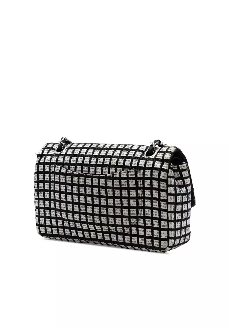 Pre-Loved Chanel Medium Classic Tweed And Ribbon Logo Double Flap