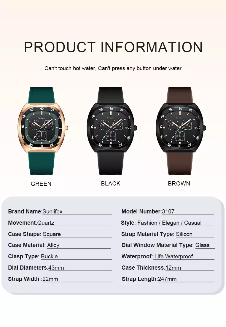 Jam Tangan Wanita Anti Air Original Kasual Mode Tali Silikon Jam Tangan Cewek Korea Green