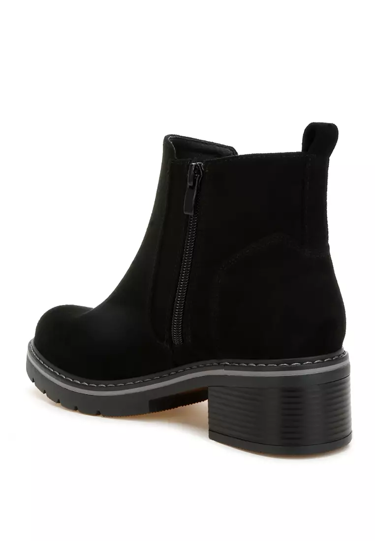 Sepatu Bot Ritsleting Microfiber Warna Hitam