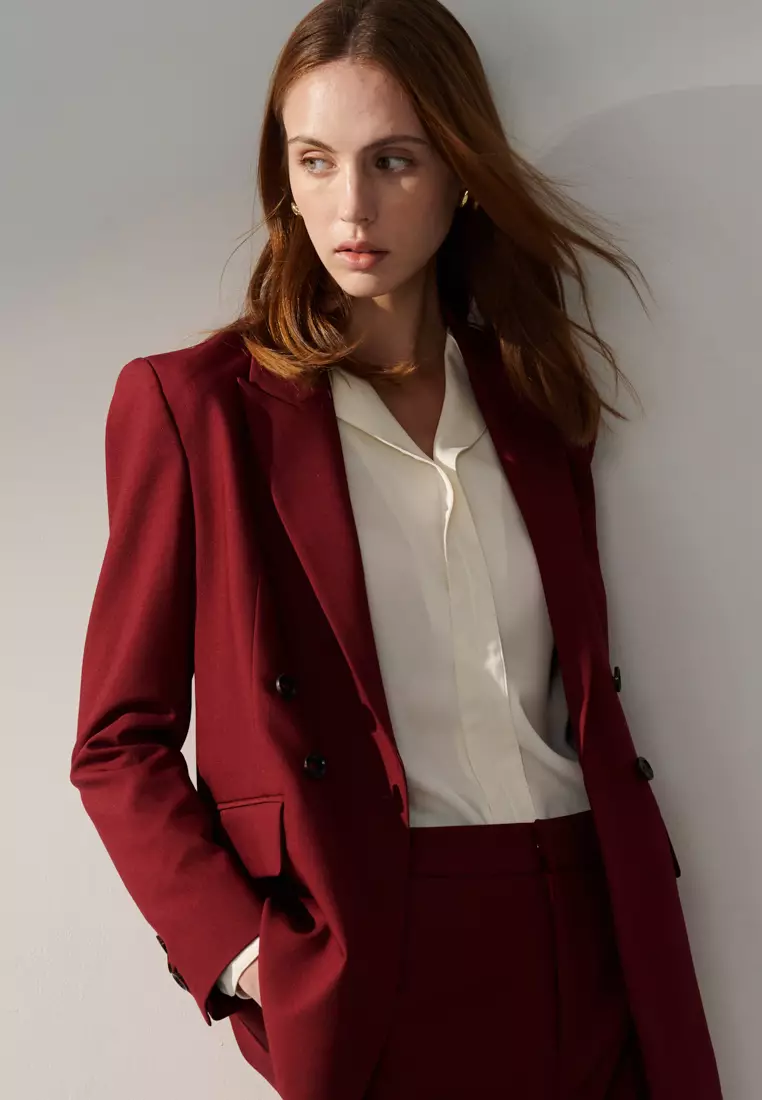 Cream White Styled V-neck Blouse