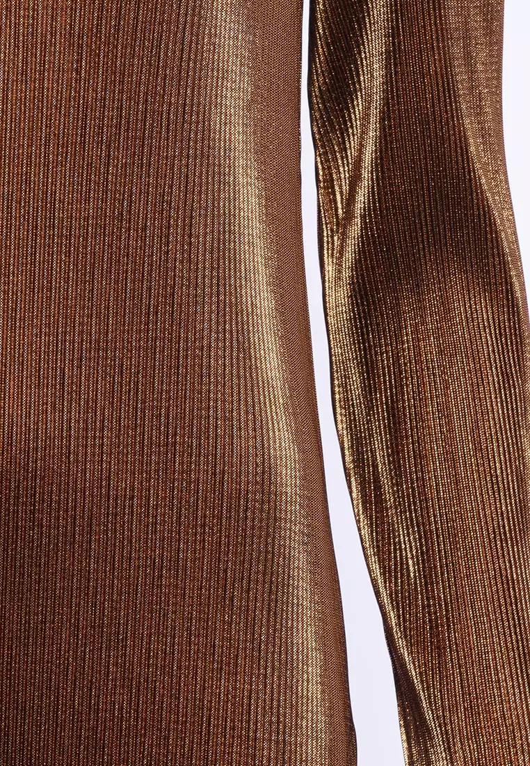 Taina Metallc Pleated Jersey Dress
