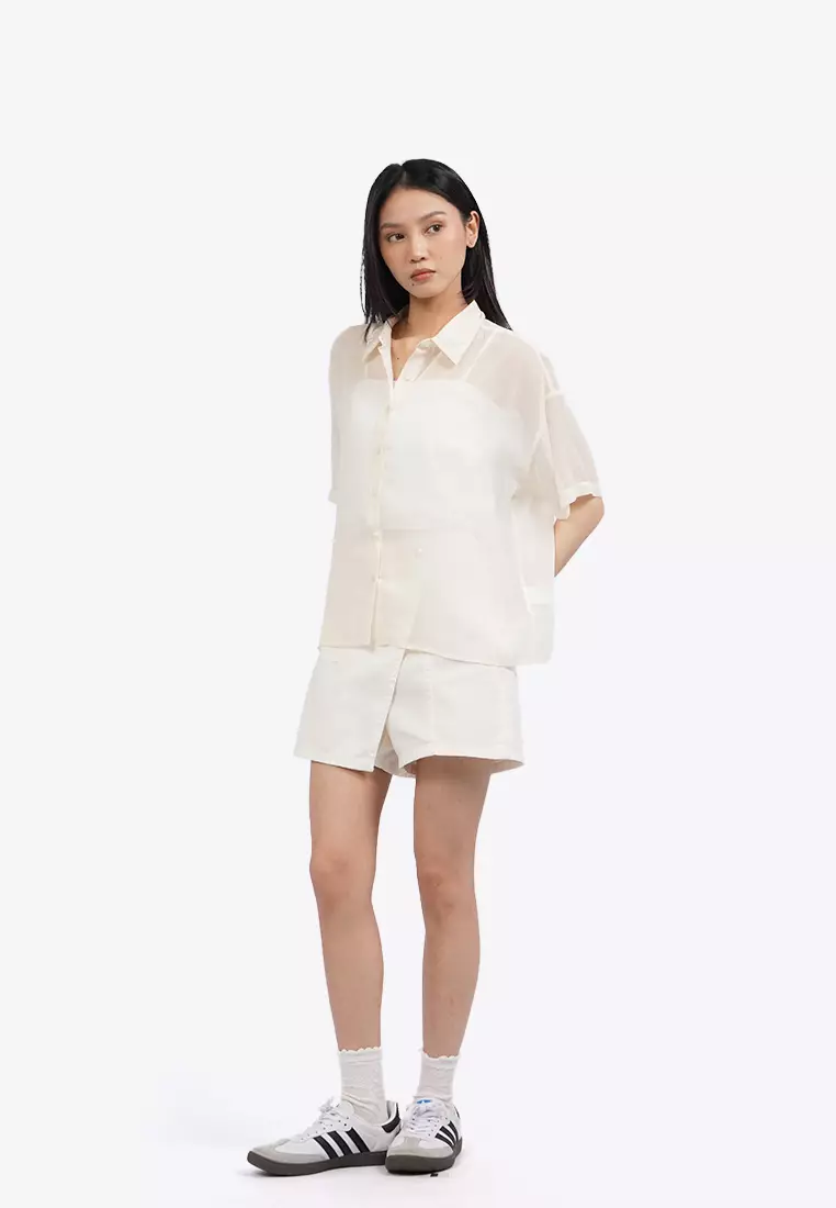 Short Sleeve See Through Blouse