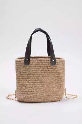 Buy Trendyol Camel Straw Chain Handle Mini Women Bucket Shoulder
