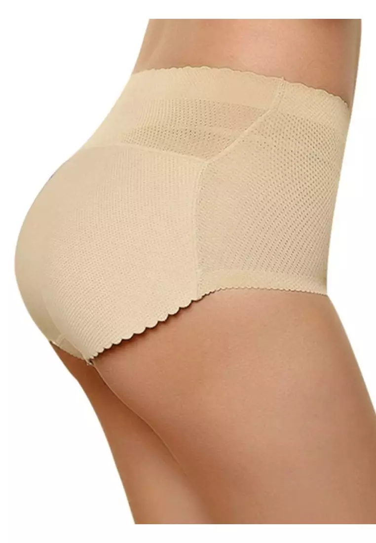 2 Pack Kalene Butt Lifter Mid Rise Panties Seamless Padded Underwear Hip Pads Enhancer Panty in Nude and Black