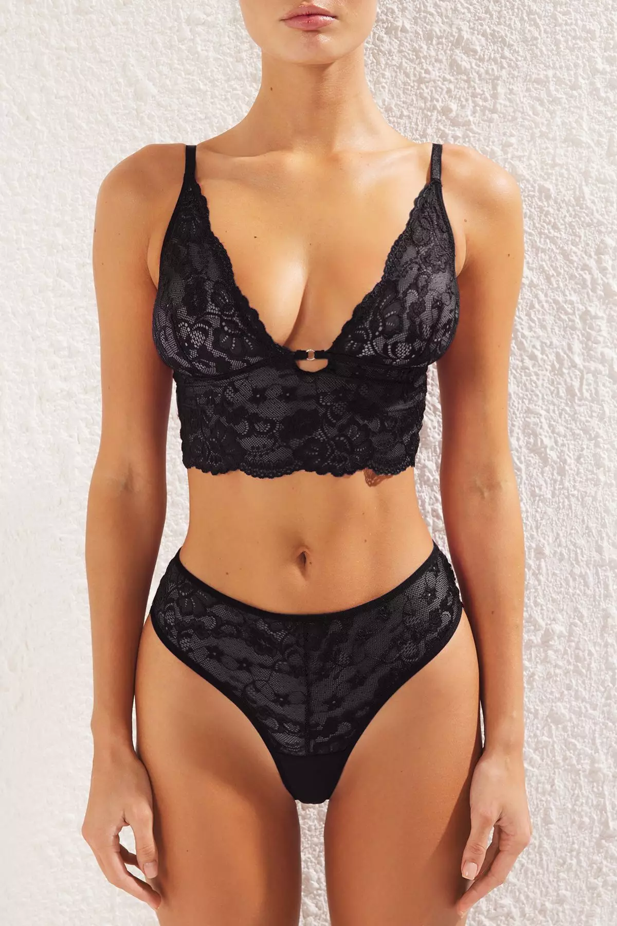 Lace Bustier Bra and Panties Set