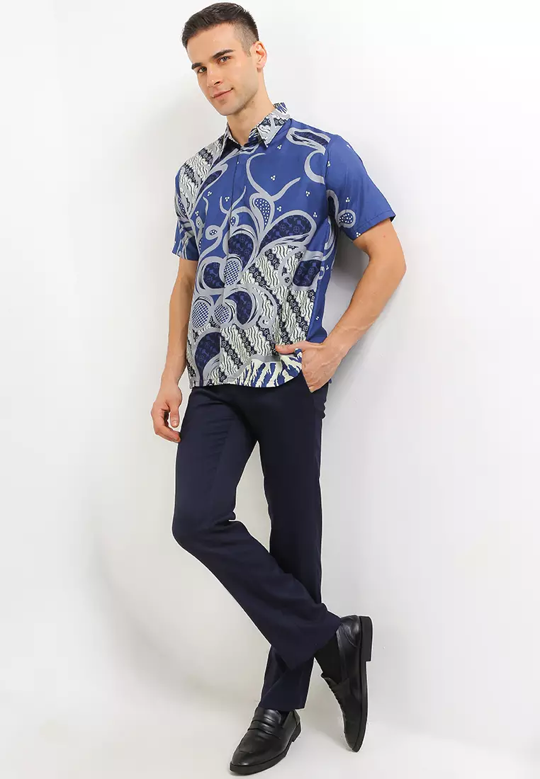 Mulyo Kemeja Batik Exclusive Premium Pria Casual Modern Lengan Pendek