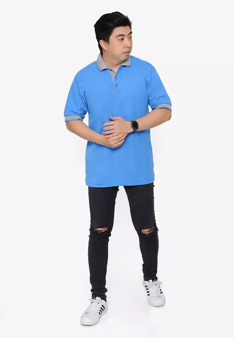 Andre Michel Kaos Polo Shirt Lengan Pendek Kerah Abu Biru BCA 933-52